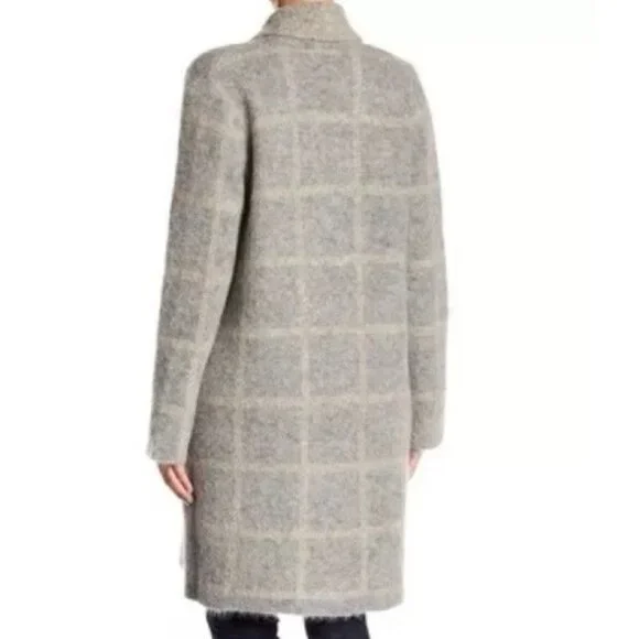 Eileen Fisher Moon Shawl Collar Wool Coat Italian Yarn Gray L